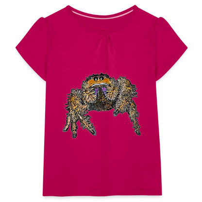Mädchen-T-Shirt mit Raffungen Phidippus regius Everglades female - Fuchsia