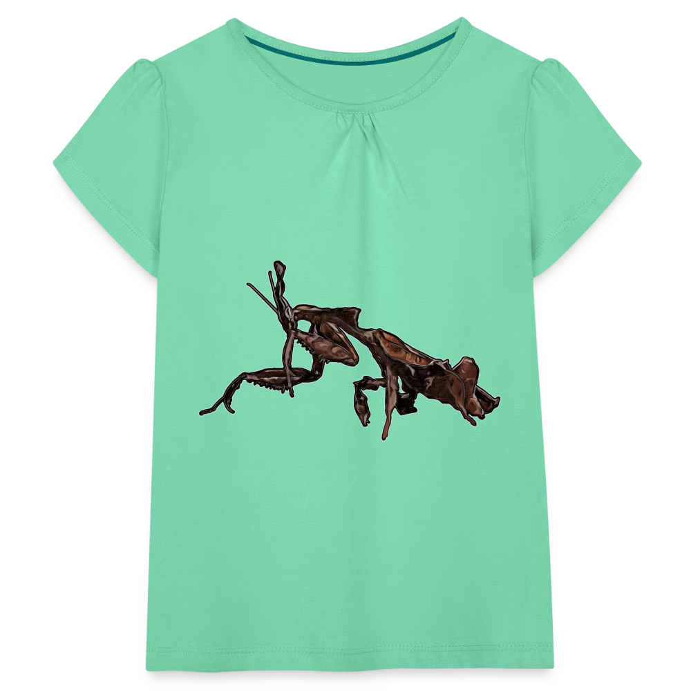 Mädchen-T-Shirt mit Raffungen Phyllocrania paradoxa female 2 - Mintgrün