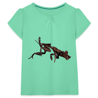 Mädchen-T-Shirt mit Raffungen Phyllocrania paradoxa female 2 - Mintgrün