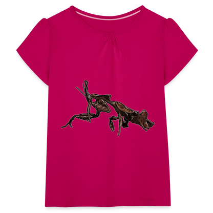 Mädchen-T-Shirt mit Raffungen Phyllocrania paradoxa female 2 - Fuchsia