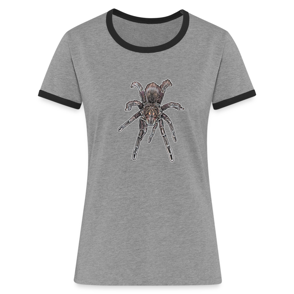 Frauen Kontrast-T-Shirt Pamphobeteus sp Machala juvenile - Grau meliert/Schwarz