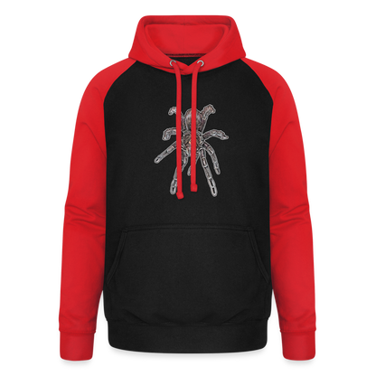 Unisex Baseball Hoodie Pamphobeteus sp Machala juvenile - Schwarz/Rot