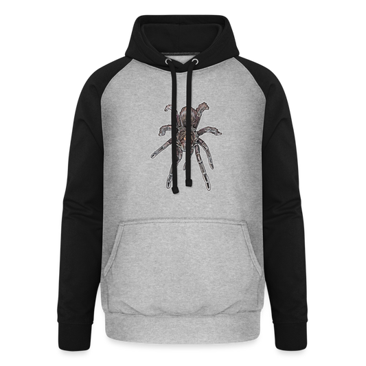 Unisex Baseball Hoodie Pamphobeteus sp Machala juvenile - Grau meliert/Schwarz