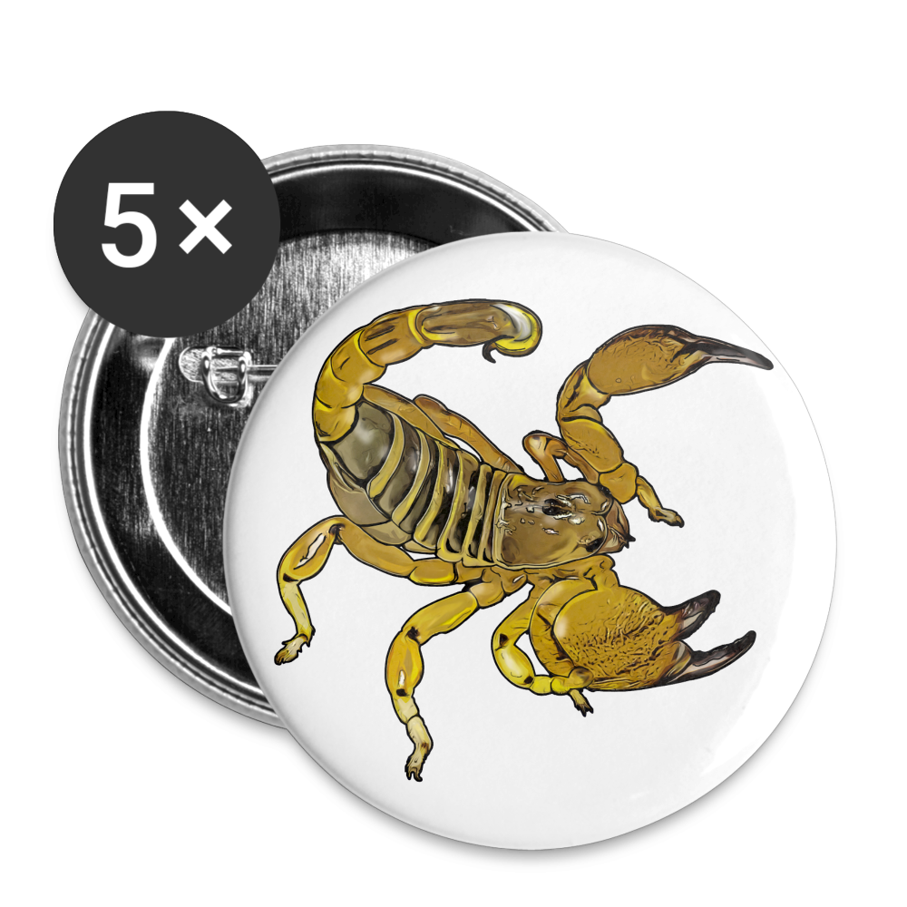 Buttons klein 25 mm (5er Pack) Scorpio maurus palmatus - weiß