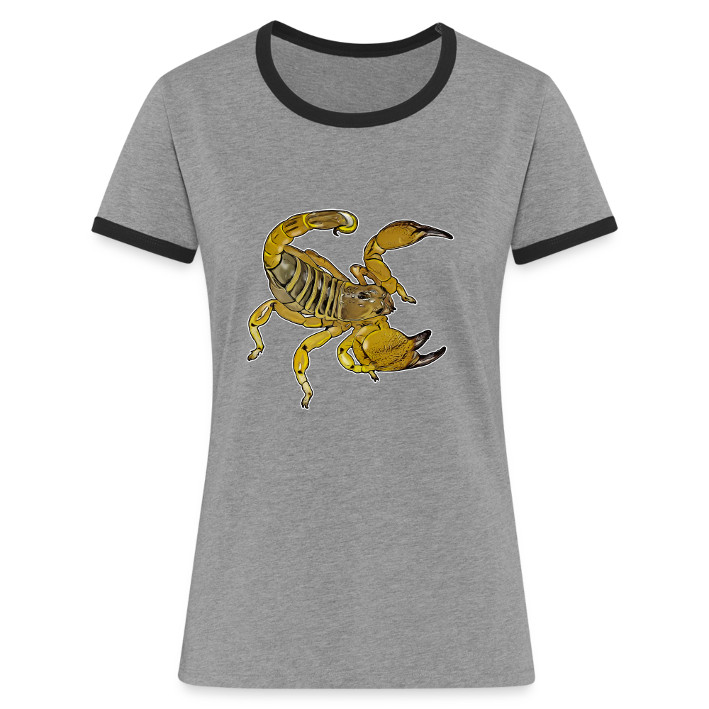 Frauen Kontrast-T-Shirt Scorpio maurus palmatus - Grau meliert/Schwarz