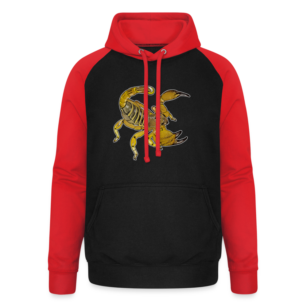 Unisex Baseball Hoodie Scorpio maurus palmatus - Schwarz/Rot