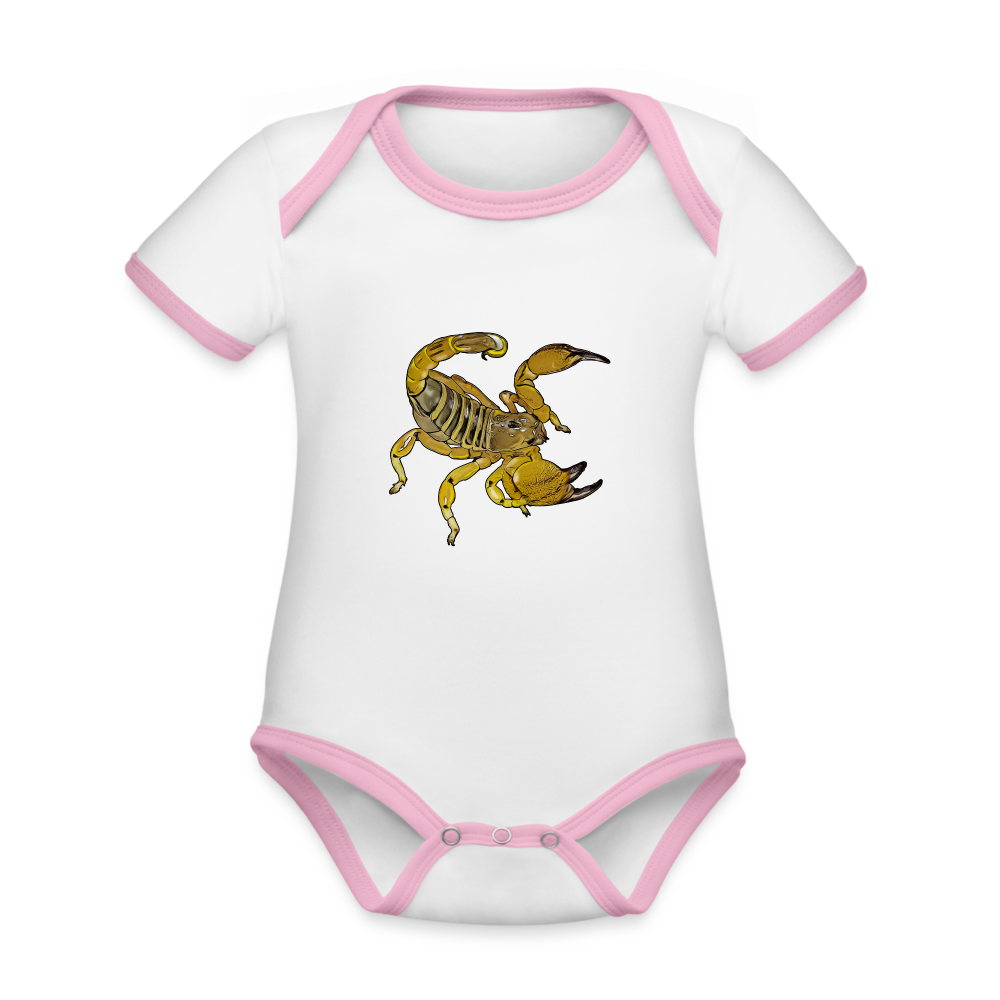 Baby Kontrastbody kurz Scorpio maurus palmatus - Weiß/Rose