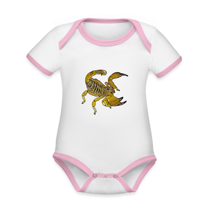Baby Kontrastbody kurz Scorpio maurus palmatus - Weiß/Rose