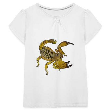 Mädchen-T-Shirt mit Raffungen Scorpio maurus palmatus - weiß