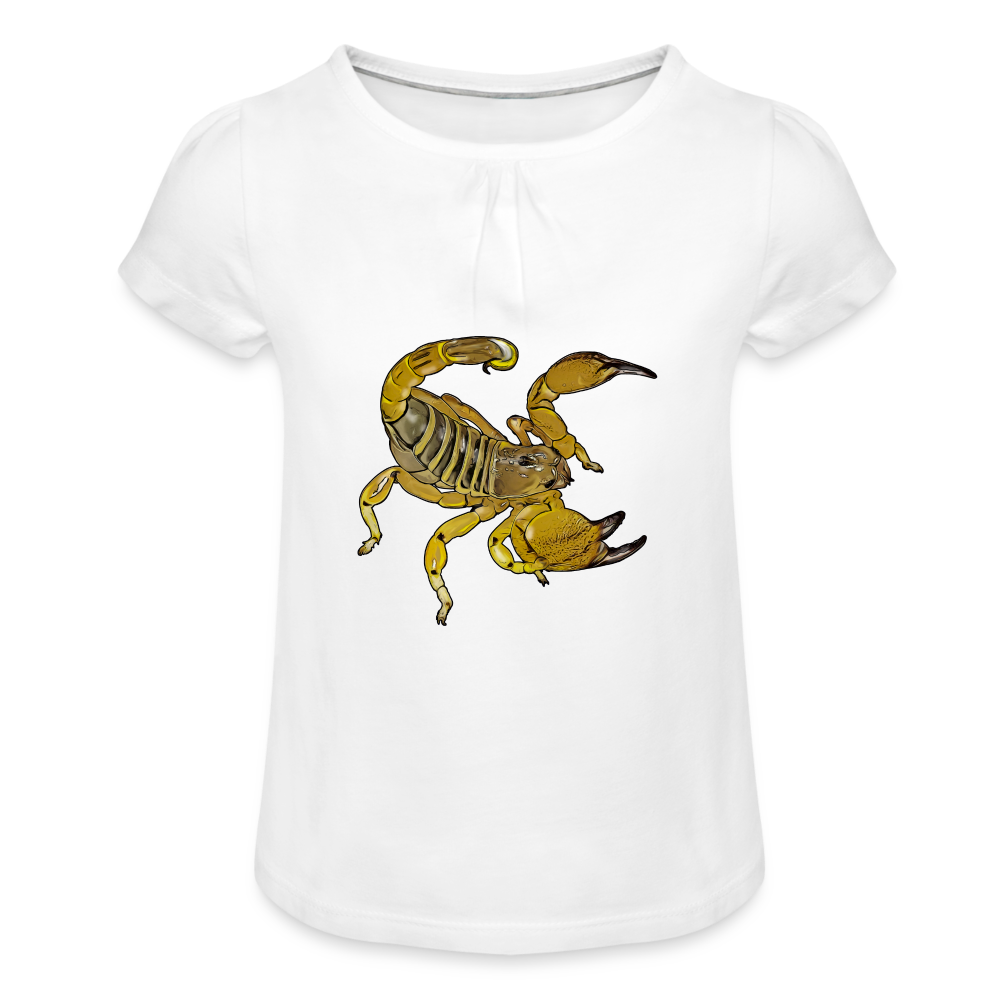 Mädchen-T-Shirt mit Raffungen Scorpio maurus palmatus - weiß