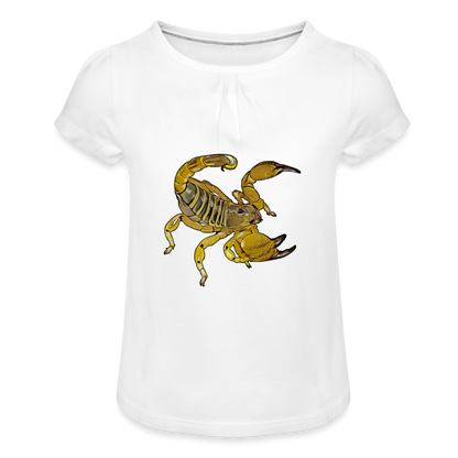 Mädchen-T-Shirt mit Raffungen Scorpio maurus palmatus - weiß