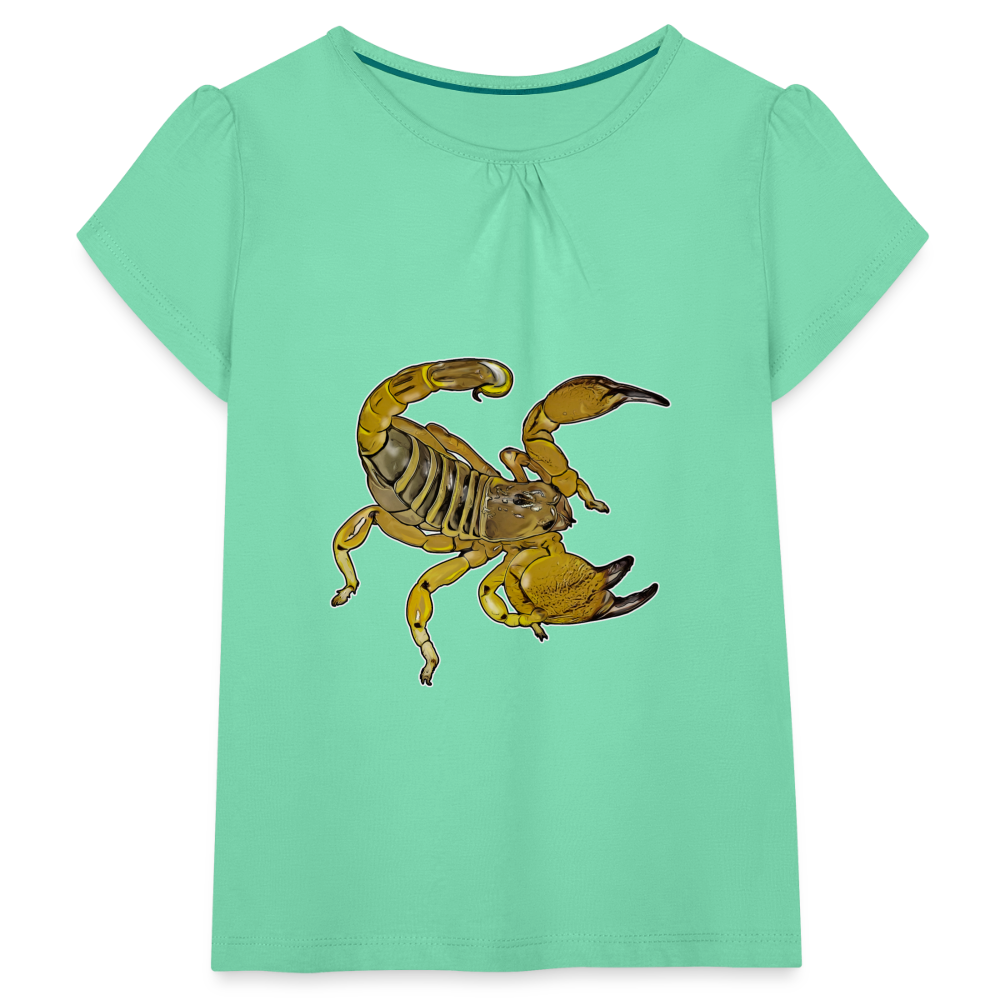 Mädchen-T-Shirt mit Raffungen Scorpio maurus palmatus - Mintgrün