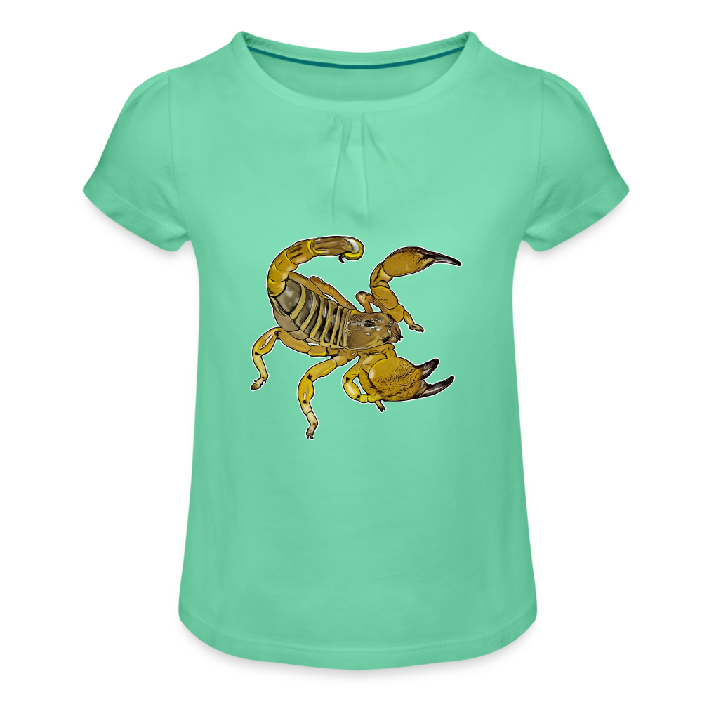 Mädchen-T-Shirt mit Raffungen Scorpio maurus palmatus - Mintgrün