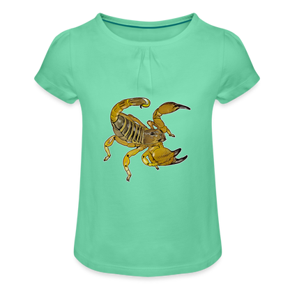 Mädchen-T-Shirt mit Raffungen Scorpio maurus palmatus - Mintgrün