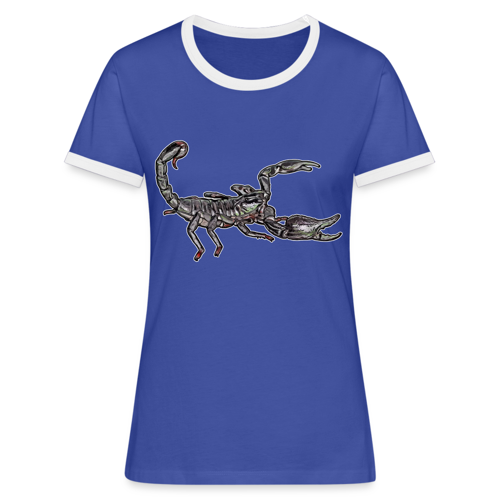 Frauen Kontrast-T-Shirt Heterometrus silenus - Blau/Weiß