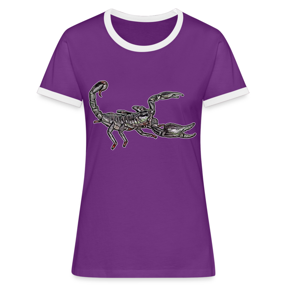 Frauen Kontrast-T-Shirt Heterometrus silenus - Lila/Weiß