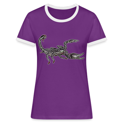Frauen Kontrast-T-Shirt Heterometrus silenus - Lila/Weiß