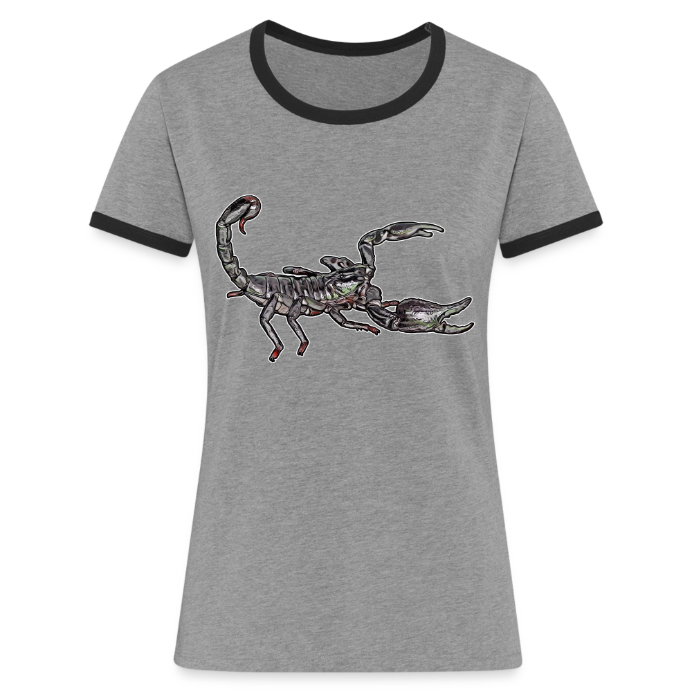 Frauen Kontrast-T-Shirt Heterometrus silenus - Grau meliert/Schwarz