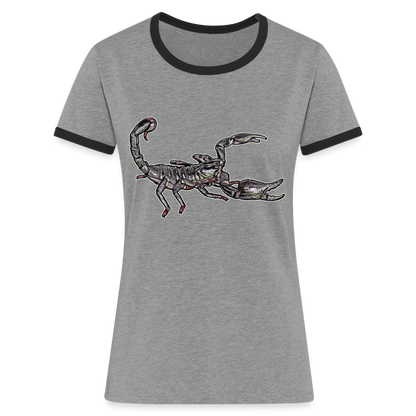 Frauen Kontrast-T-Shirt Heterometrus silenus - Grau meliert/Schwarz