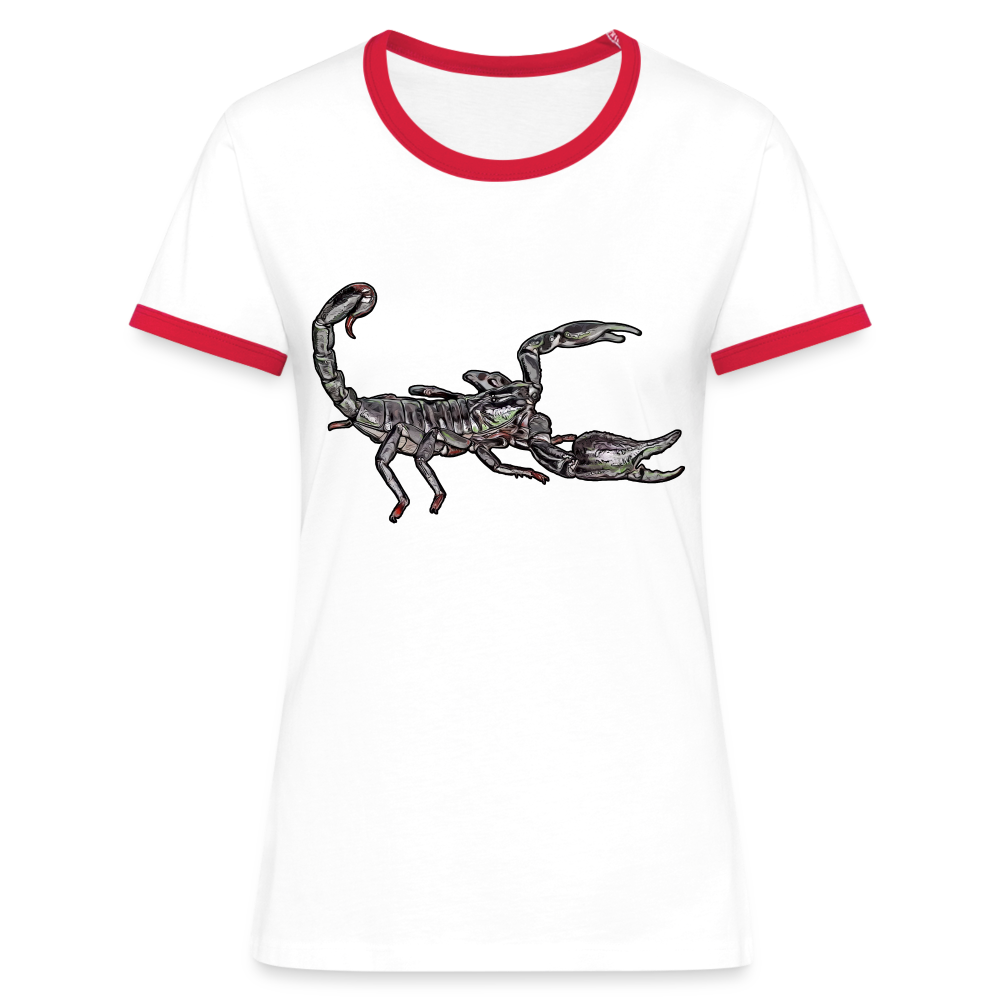 Frauen Kontrast-T-Shirt Heterometrus silenus - Weiß/Rot