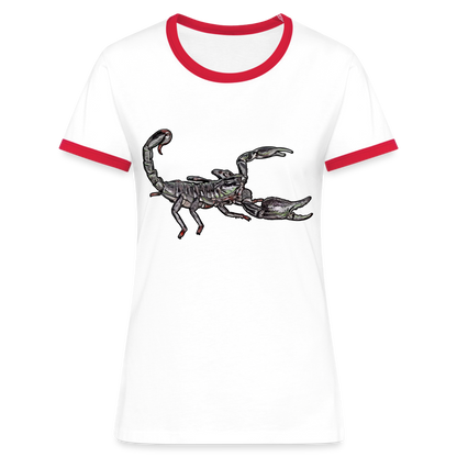 Frauen Kontrast-T-Shirt Heterometrus silenus - Weiß/Rot