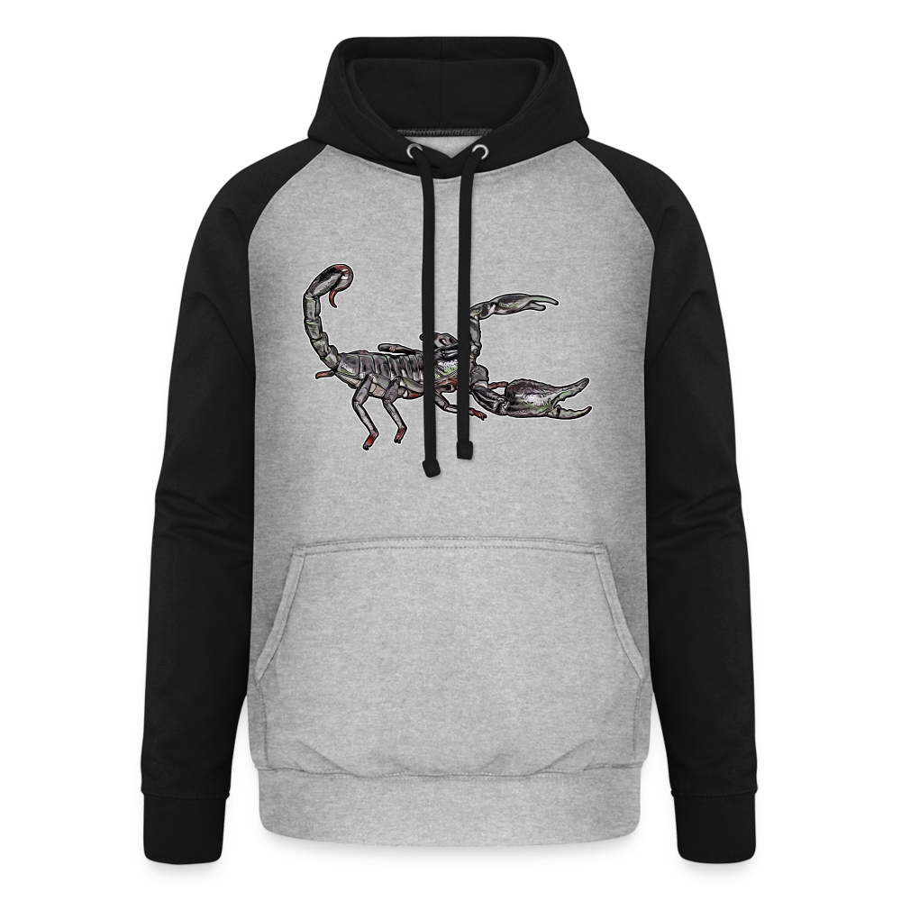 Unisex Baseball Hoodie Heterometrus silenus - Grau meliert/Schwarz