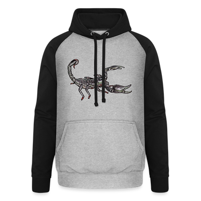 Unisex Baseball Hoodie Heterometrus silenus - Grau meliert/Schwarz