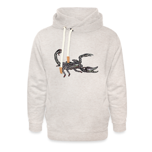 Unisex Schalkragen Hoodie Heterometrus silenus - Beige meliert