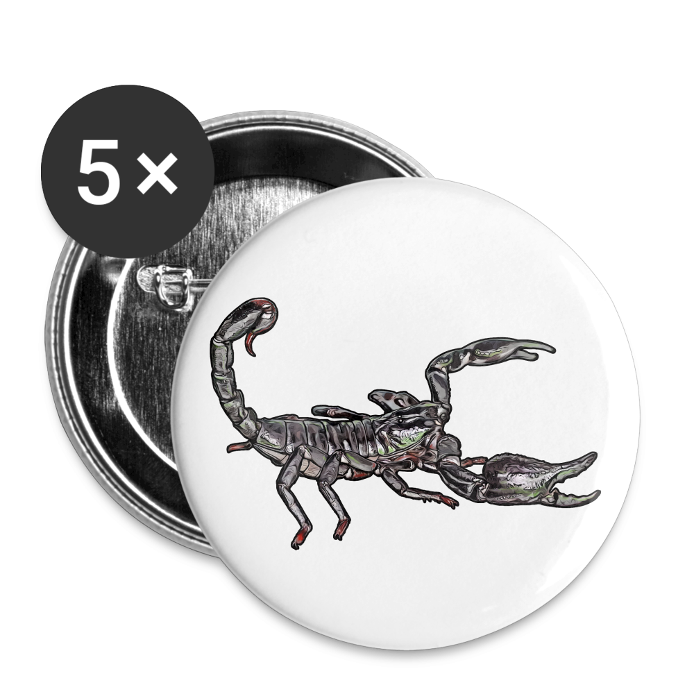 Buttons groß 56 mm (5er Pack) Heterometrus silenus - weiß
