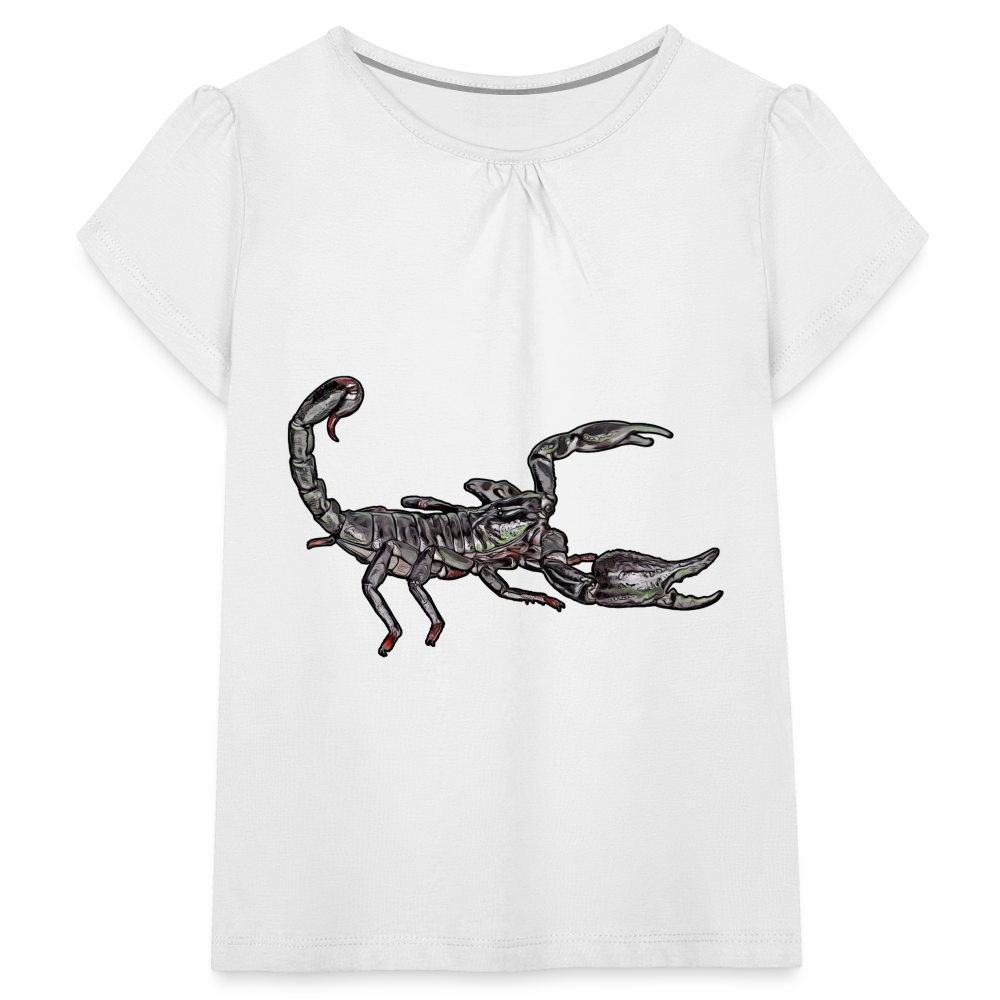 Mädchen-T-Shirt mit Raffungen Heterometrus silenus - weiß