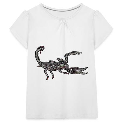 Mädchen-T-Shirt mit Raffungen Heterometrus silenus - weiß