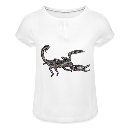 Mädchen-T-Shirt mit Raffungen Heterometrus silenus - weiß
