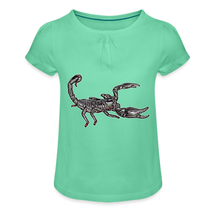 Mädchen-T-Shirt mit Raffungen Heterometrus silenus - Mintgrün