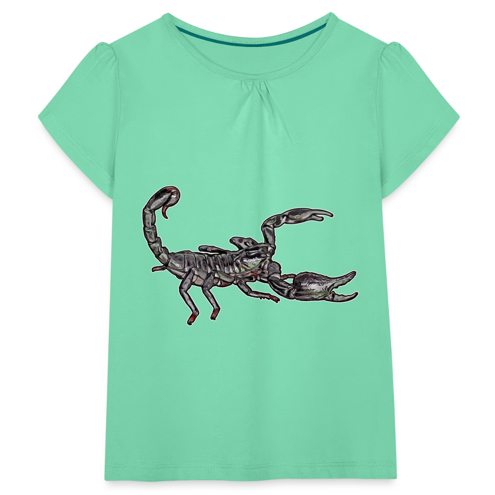 Mädchen-T-Shirt mit Raffungen Heterometrus silenus - Mintgrün