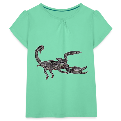 Mädchen-T-Shirt mit Raffungen Heterometrus silenus - Mintgrün