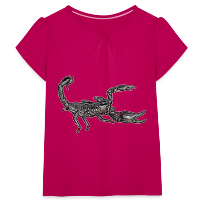 Mädchen-T-Shirt mit Raffungen Heterometrus silenus - Fuchsia