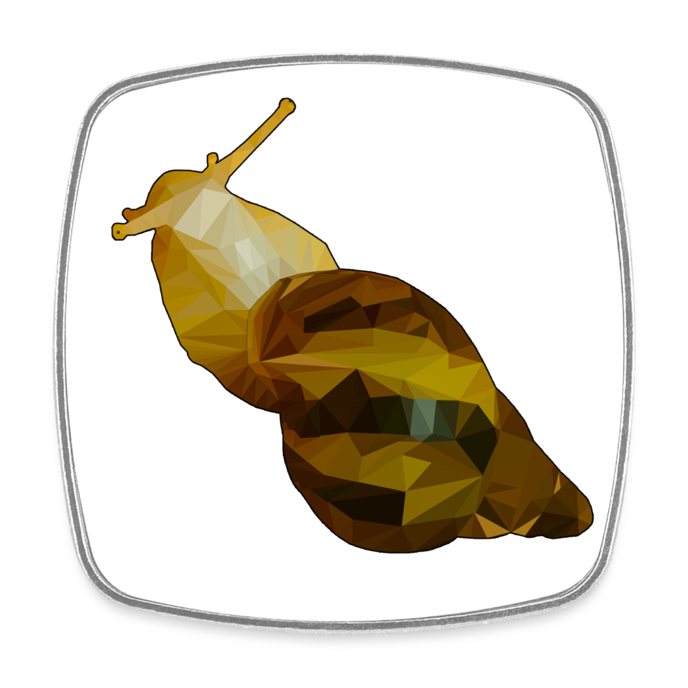 Kühlschrankmagnet eckig Achatina reticulata Low Poly - weiß