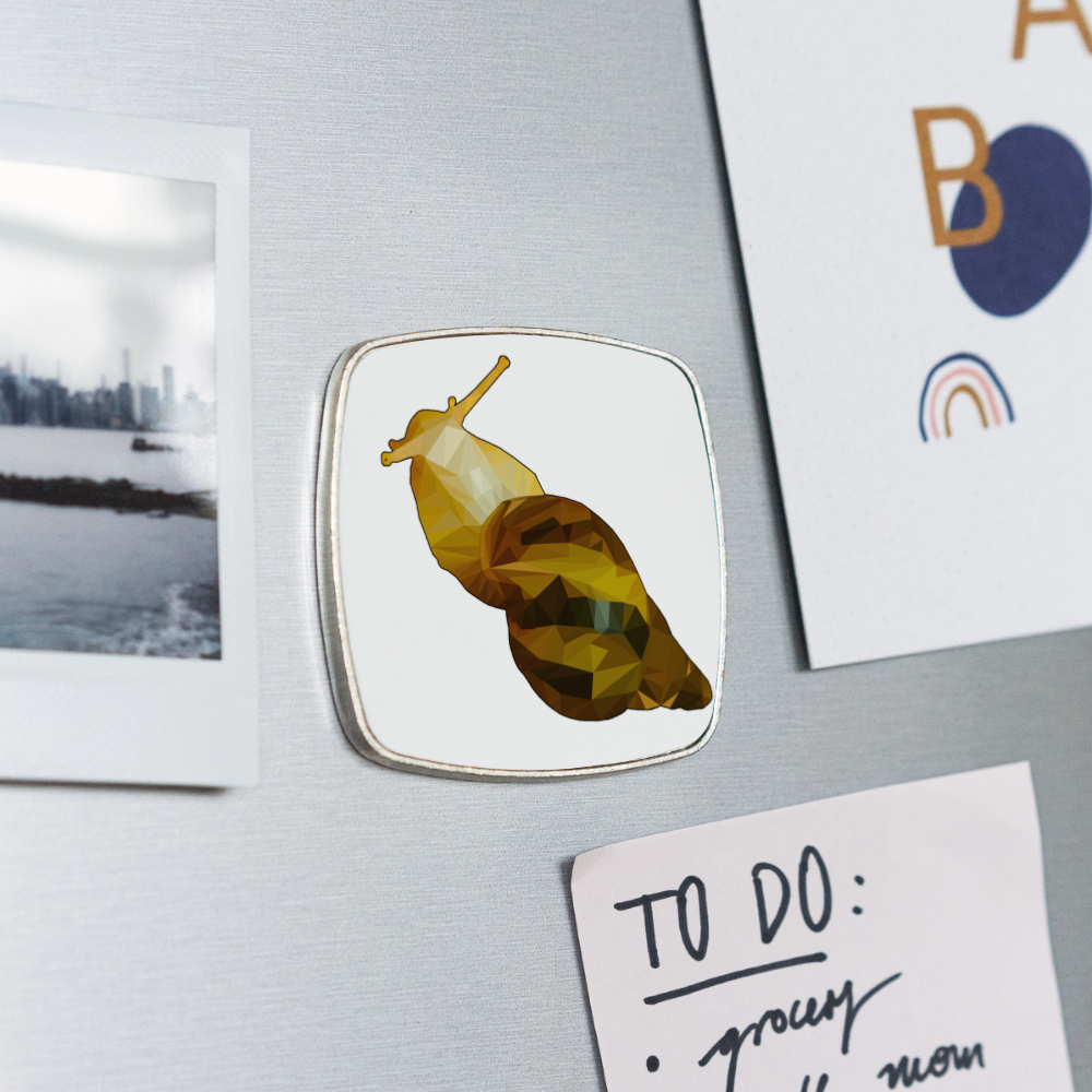 Kühlschrankmagnet eckig Achatina reticulata Low Poly - weiß