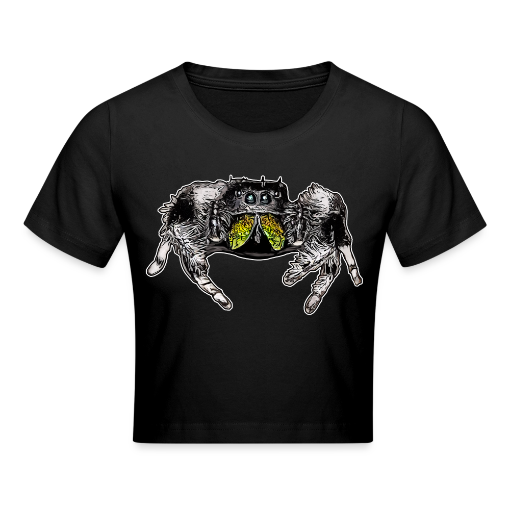Crop T-Shirt Phidippus regius Rastafari male - Schwarz