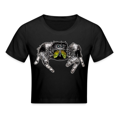 Crop T-Shirt Phidippus regius Rastafari male - Schwarz