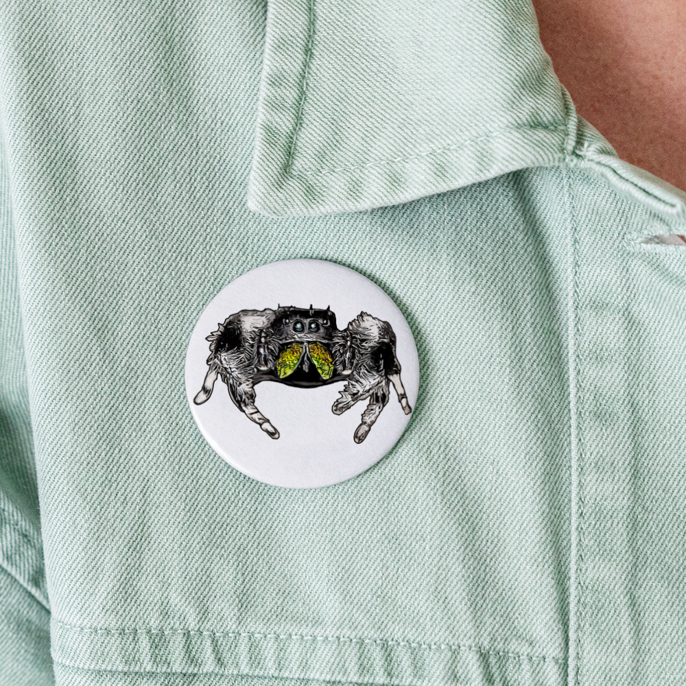 Buttons groß 56 mm (5er Pack) Phidippus regius Rastafari male - weiß