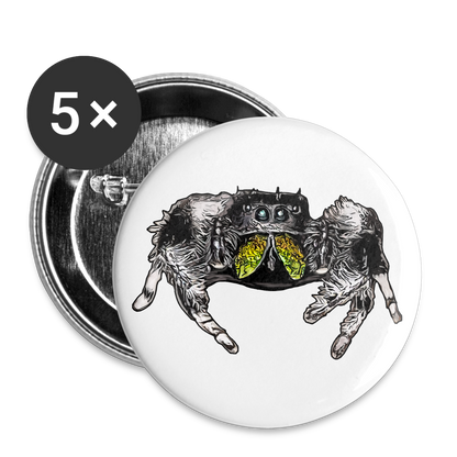 Buttons klein 25 mm (5er Pack) Phidippus regius Rastafari male - weiß