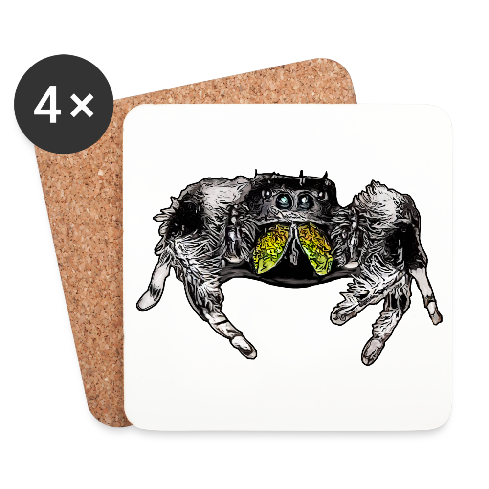 Untersetzer 4er Set Phidippus regius Rastafari male - weiß