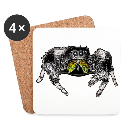 Untersetzer 4er Set Phidippus regius Rastafari male - weiß