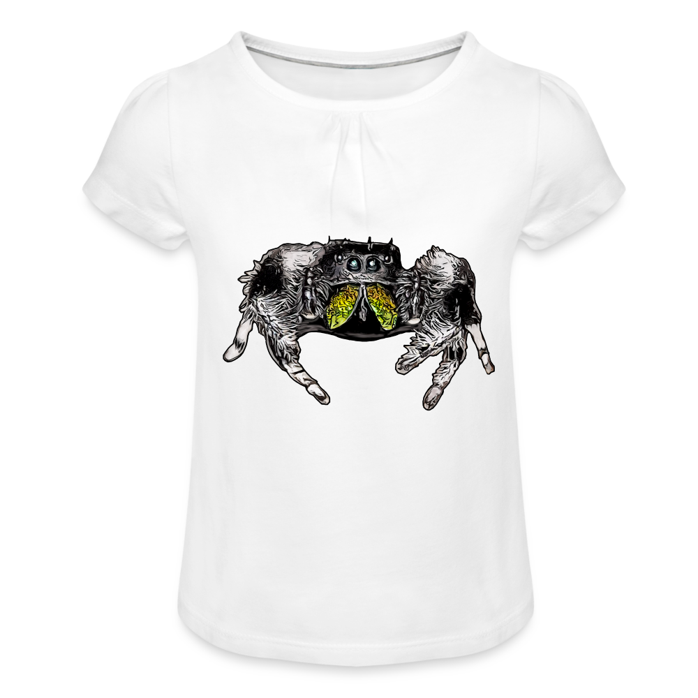 Mädchen-T-Shirt mit Raffungen Phidippus regius Rastafari male - weiß