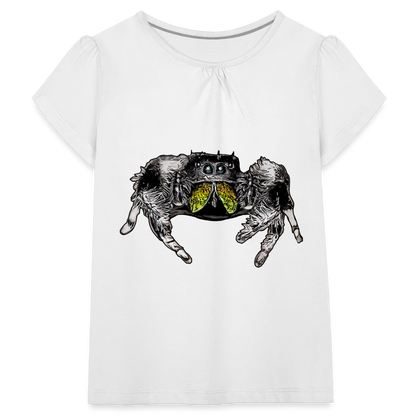 Mädchen-T-Shirt mit Raffungen Phidippus regius Rastafari male - weiß