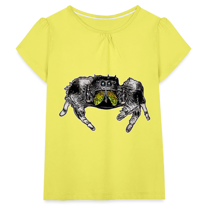 Mädchen-T-Shirt mit Raffungen Phidippus regius Rastafari male - Gelb