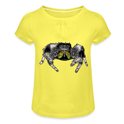 Mädchen-T-Shirt mit Raffungen Phidippus regius Rastafari male - Gelb