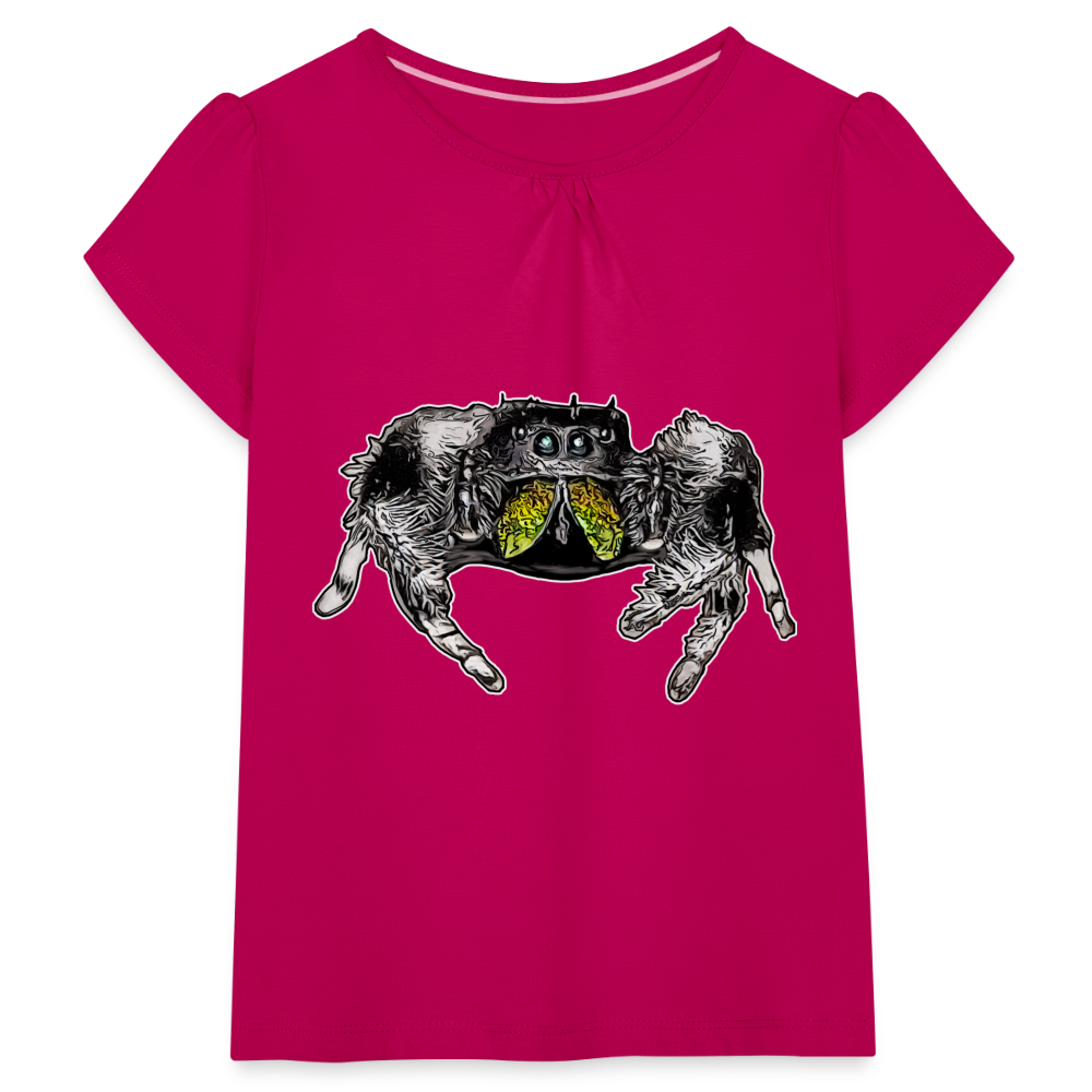 Mädchen-T-Shirt mit Raffungen Phidippus regius Rastafari male - Fuchsia