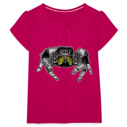 Mädchen-T-Shirt mit Raffungen Phidippus regius Rastafari male - Fuchsia